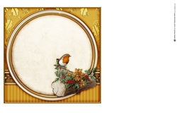Christmas Robin 7x7 Insert Gold