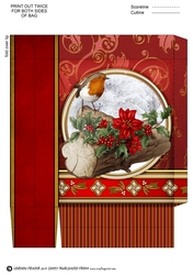 Christmas Robin Mini Gift Bag Red