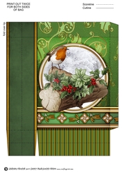 Christmas Robin Mini Gift Bag Green