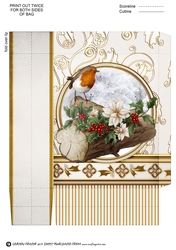 Christmas Robin Mini Gift Bag Cream