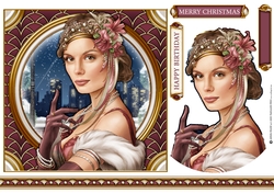 Art Deco Lady Christmas Athena 7x7 Dark Pink
