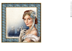 Art Deco Lady Christmas Athena 7x7 Insert Light Blue