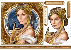 Art Deco Lady Christmas Athena 7x7 Gold