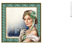 Art Deco Lady Christmas Athena 7x7 Insert Aqua