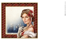 Art Deco Lady Christmas Athena 7x7 Insert Red