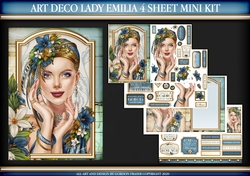 Art Deco Lady Emilia 4 Sheet Mini Kit Blue