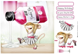 Mrs Pink Gin Mouse 8x8 Quick Card