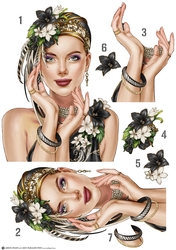 Art Deco Lady Emilia Decoupage Sheet Black