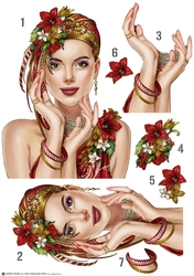 Art Deco Lady Emilia Decoupage Sheet Red