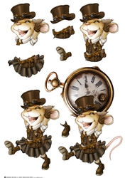 Mrs Steampunk Mouse Decoupage Sheet