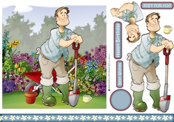 Gardening Dude Blue 7x7 Quick Card