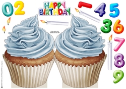 Number Candle Cup Cake (Blue)
