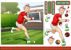 Young Lawn Bowls Dude Red 7x7 Quick Card