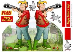 Clay Pigeon Shooting Dude Shaped Card.