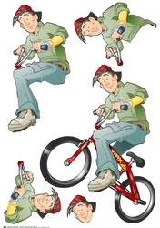 BMX Dude Red Decoupage Sheet
