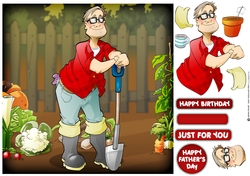 Gardening/Allotment Dude Glasses 8x8 Quick Card