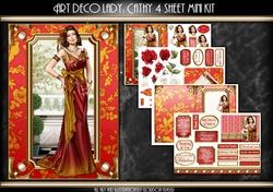 Art Deco Lady Cathy 4 Sheet mini Kit Red