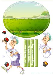 Lawn Bowls Lady Wobble Card.