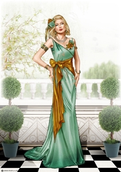 Art Deco Lady Cathy A4 Aqua