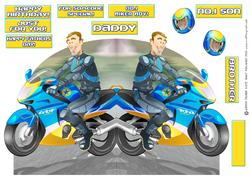 Biker Dude Blue and Yellow Shaped.