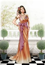 Art Deco Lady Cathy 4 A4 Peach