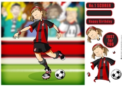Black and Red Football Girl 8x8 Quick Card Front