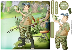 Fishing Dude 2 (Camo) 8x8 Quick Card Front