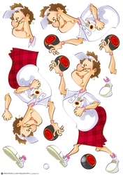 Lawn Bowls Lady (red) Decoupage Sheet
