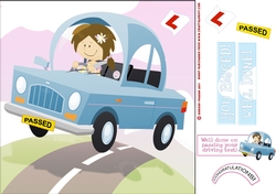 Passed Driving Test Blue Girl 8x8 Card