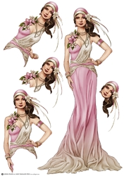 Art Deco Lady Sophia Light Pink Decoupage Sheet