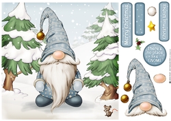 Alfred the Christmas Gnome 8x8 Blue Quick Card