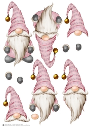 Alfred the Christmas Gnome Pink Decoupage Sheet