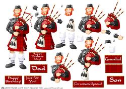 Bagpipe Player Dude Decoupage Sheet.