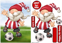 Football Gnome Red and White Stripes