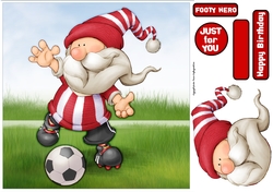 Football Gnome Red and White Stripes 8x8 Quick Card