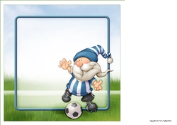Football Gnome Blue and White Stripes 8x8 Quick Card Insert