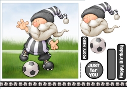 Football Gnome Black and White Stripes 7x7 Quick Card
