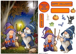 Halloween Witch and Wizard Gnome