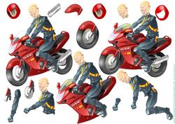 Biker Dude Red Decoupage Sheet.