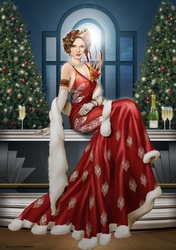Art Deco Lady Christmas Lola A4 Red