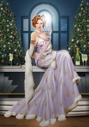 Art Deco Lady Christmas Lola A4 Lilac