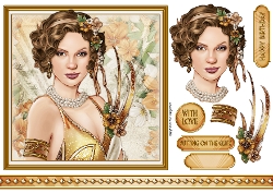 Art Deco Lady Lola 7x7 Quick Card Gold