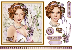 Art Deco Lady Lola 7x7 Quick Card Lilac