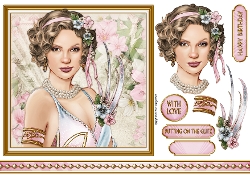 Art Deco Lady Lola 7x7 Quick Card Pink