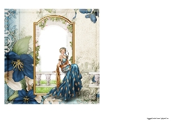 Art Deco Lady Lola 7x7 Quick Card Dark Blue Insert