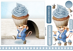 Mr Cup Cake Mouse (Blue Suit) 7x7 Quick Card