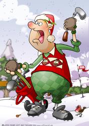 Christmas Crazy Golfer Dude A4.