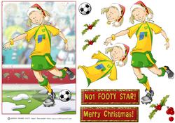 Christmas Football Girl Yellow and Green.
