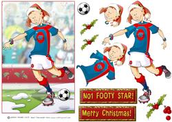 Christmas Football Girl Blue and White.