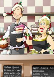 Christmas Cafe Couple A4